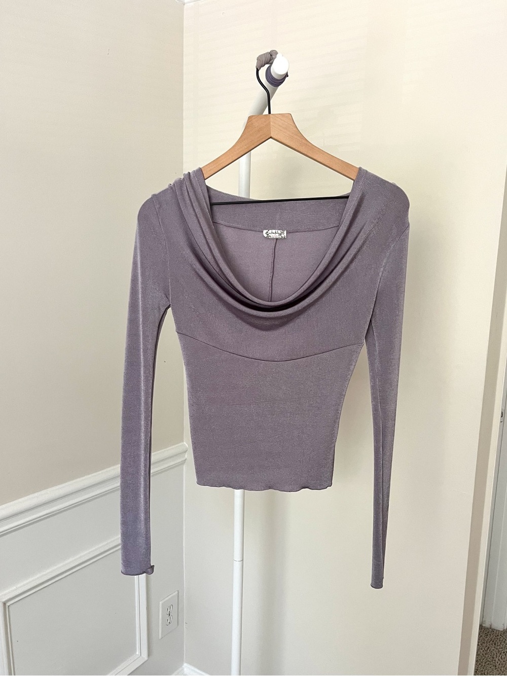 FREE PEOPLE Intimately Fitted Cowl Neck Top Dusty Purple BalletCore Women’s XS
